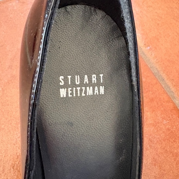Stuart Weitzman Black Patent Leather Wedge Pumps w/ Silver Buckle – Size 8.5 - Picture 5 of 6